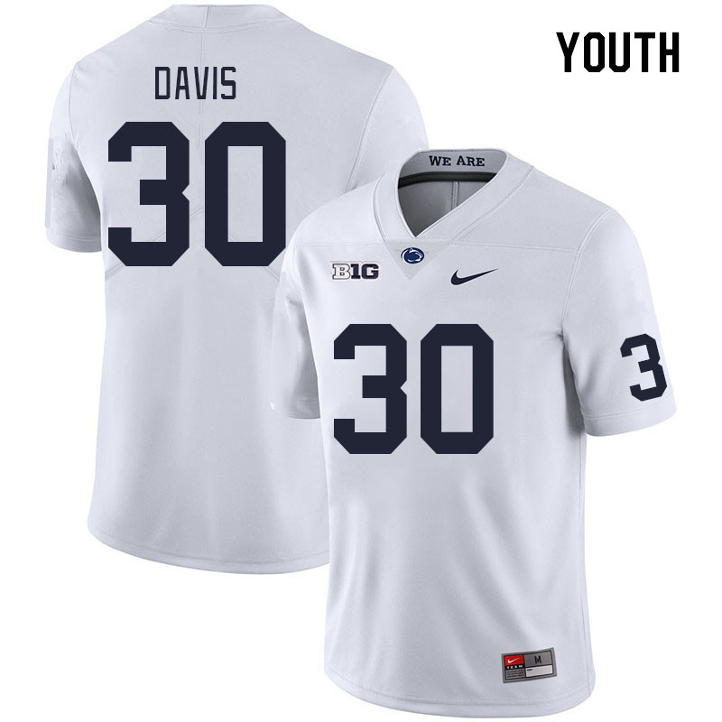 Youth #30 Amiel Davis Penn State Nittany Lions College Football Jerseys Stitched Sale-White - Click Image to Close